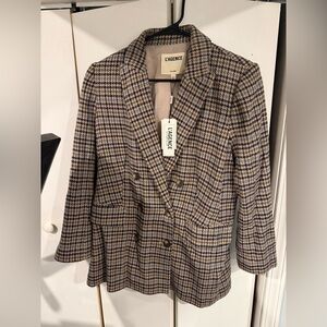 L'AGENCE Women's Houndstooth Blazer - Cream, Green, Light Blue, and Navy